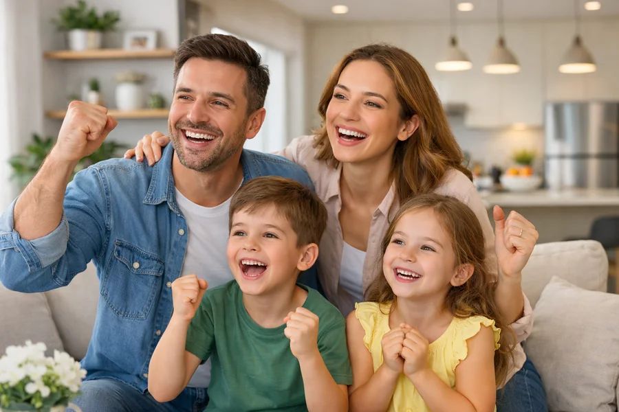 Família em ambiente limpo e protegido no Guarujá